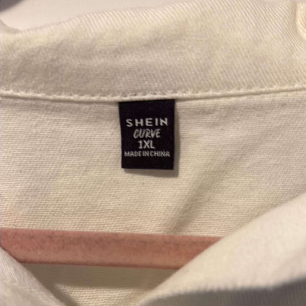 SHEIN White Jean Jacket Collared Button-Front - Picture 2 of 4